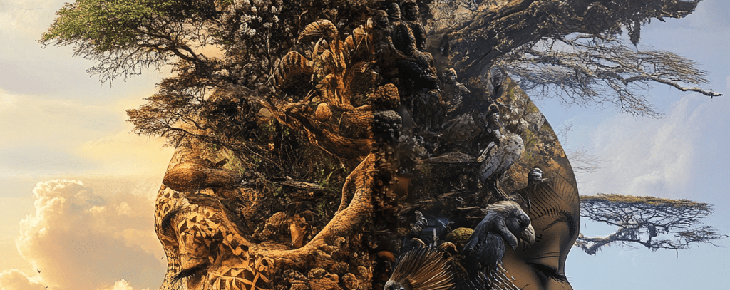 A digital tree cut in two parts.
A fresh face against a poor face